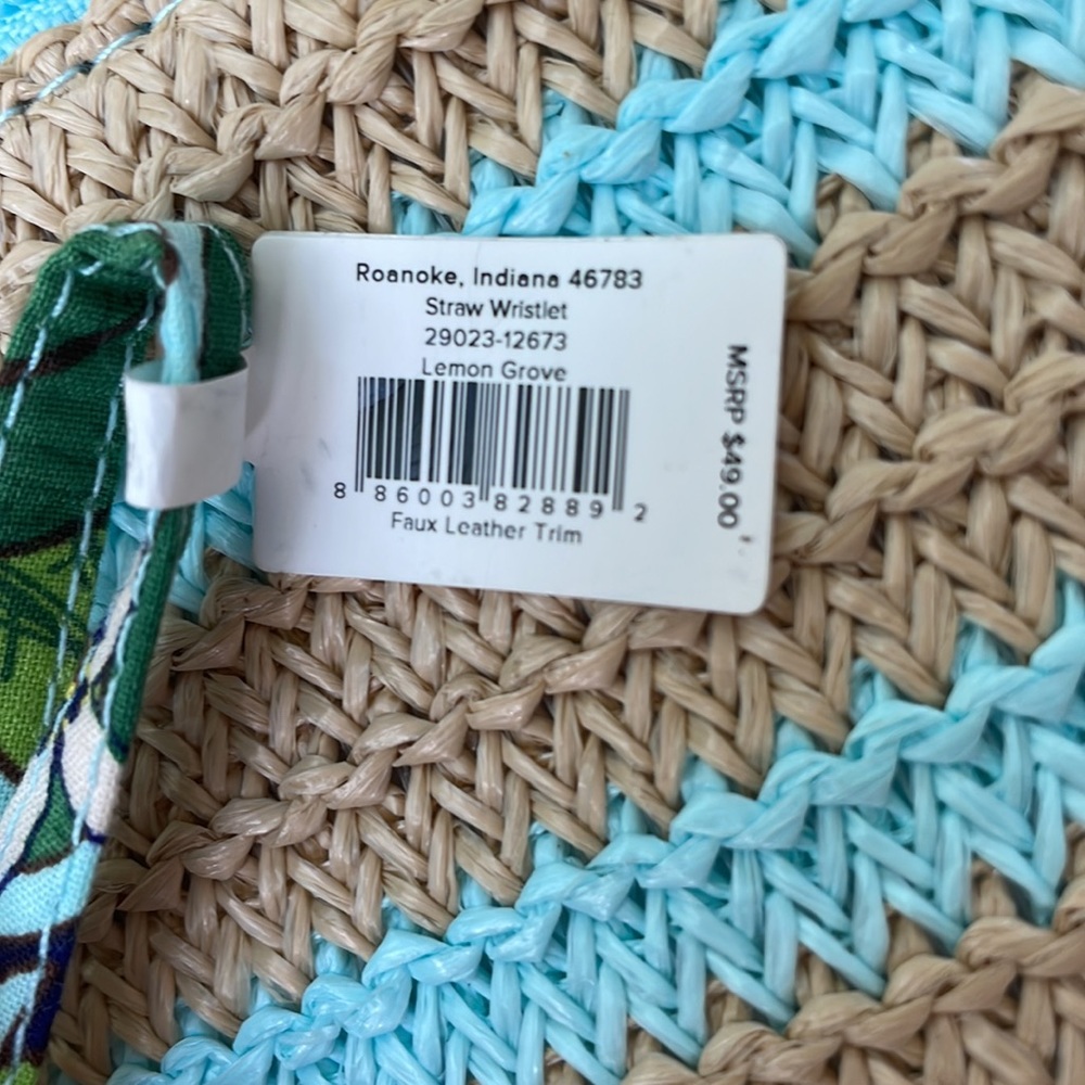 NEW! RETIRED Vera Bradley “Squeeze The Day” Straw Lemons Striped Wristlet Purse - Picture 5 of 5